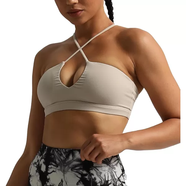Aoxjox Womens Workout Sports Bras Jamie Deep V Fitness Backless Padded Training Gym Bra Yoga Crop Tank TopMink