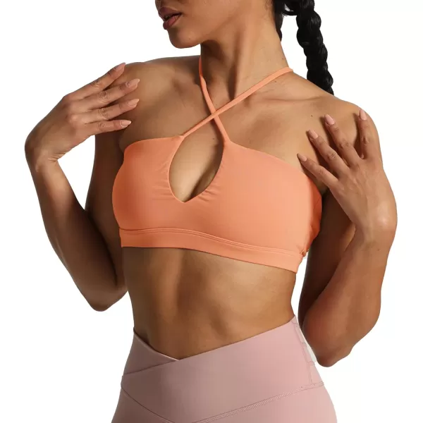 Aoxjox Womens Workout Sports Bras Jamie Deep V Fitness Backless Padded Training Gym Bra Yoga Crop Tank TopPapaya