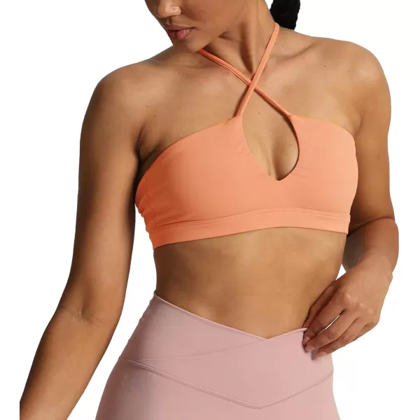 Aoxjox Womens Workout Sports Bras Jamie Deep V Fitness Backless Padded Training Gym Bra Yoga Crop Tank TopPapaya