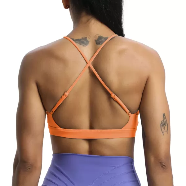 Aoxjox Womens Workout Sports Bras Jamie Deep V Fitness Backless Padded Training Gym Bra Yoga Crop Tank TopPapaya Orange