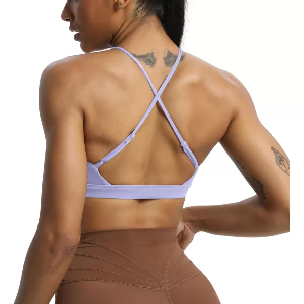 Aoxjox Womens Workout Sports Bras Jamie Deep V Fitness Backless Padded Training Gym Bra Yoga Crop Tank TopPurple Heather
