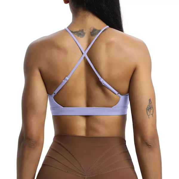 Aoxjox Womens Workout Sports Bras Jamie Deep V Fitness Backless Padded Training Gym Bra Yoga Crop Tank TopPurple Heather