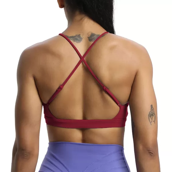 Aoxjox Womens Workout Sports Bras Jamie Deep V Fitness Backless Padded Training Gym Bra Yoga Crop Tank TopRumba Red