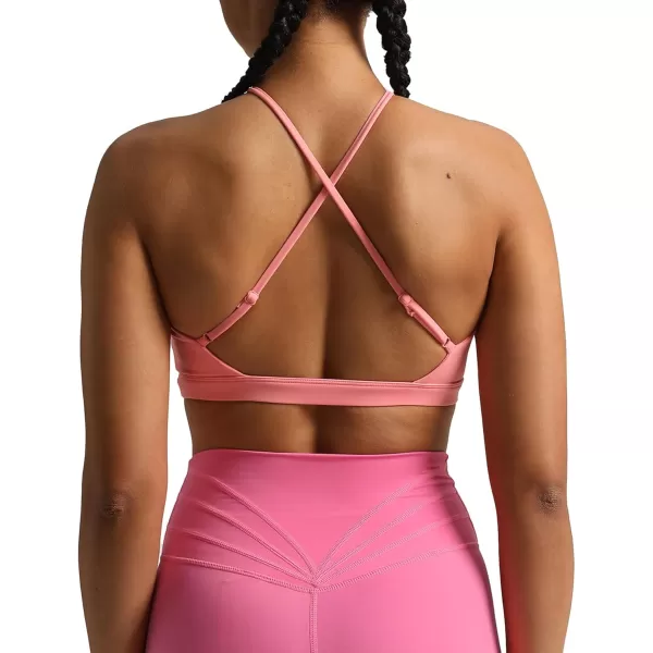 Aoxjox Womens Workout Sports Bras Jamie Deep V Fitness Backless Padded Training Gym Bra Yoga Crop Tank TopSalmon Rose