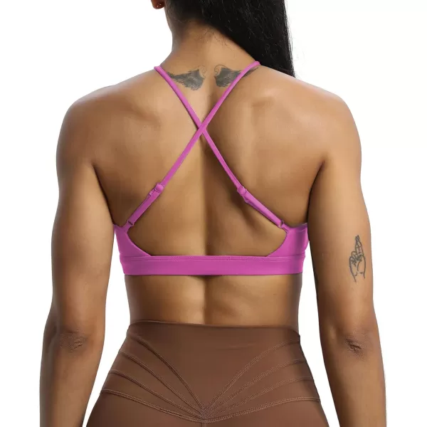 Aoxjox Womens Workout Sports Bras Jamie Deep V Fitness Backless Padded Training Gym Bra Yoga Crop Tank TopSpring Crocus