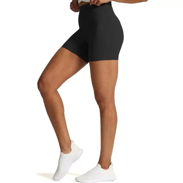 Aoxjox Workout Biker Shorts for Women Tummy Control High Waisted Exercise Geo Gym Yoga Shorts 6quotBlack