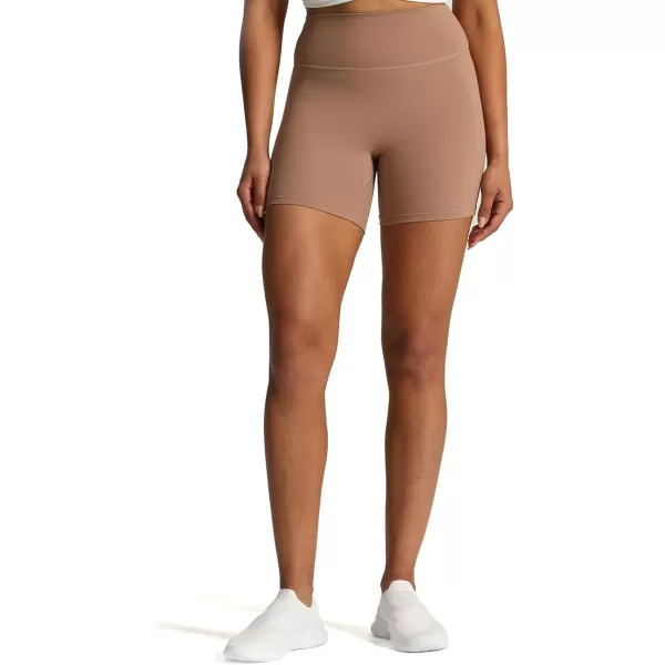 Aoxjox Workout Biker Shorts for Women Tummy Control High Waisted Exercise Geo Gym Yoga Shorts 6quotBrownie