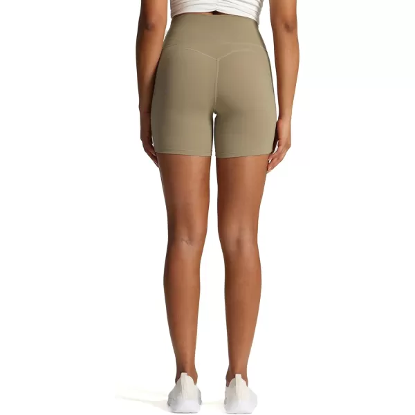 Aoxjox Workout Biker Shorts for Women Tummy Control High Waisted Exercise Geo Gym Yoga Shorts 6quotTaupe
