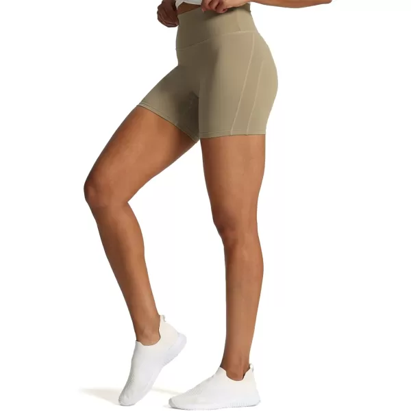 Aoxjox Workout Biker Shorts for Women Tummy Control High Waisted Exercise Geo Gym Yoga Shorts 6quotTaupe