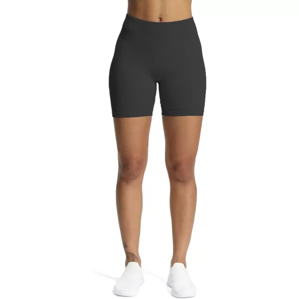 Aoxjox Workout Seamless Biker Shorts for Women High Waisted Exercise Athletic Gym Fitness Yoga Contour Sculpt Shorts 6quotBlack
