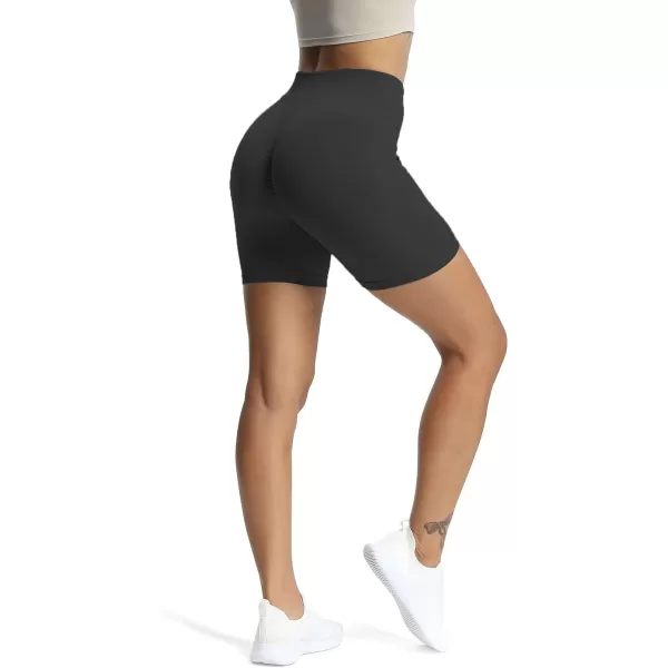 Aoxjox Workout Seamless Biker Shorts for Women High Waisted Exercise Athletic Gym Fitness Yoga Contour Sculpt Shorts 6quotBlack