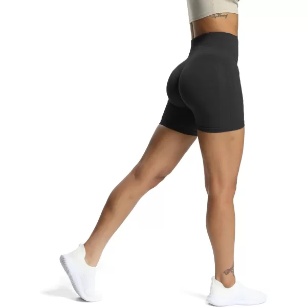 Aoxjox Workout Seamless Biker Shorts for Women High Waisted Exercise Athletic Gym Fitness Yoga Contour Sculpt Shorts 6quotBlack
