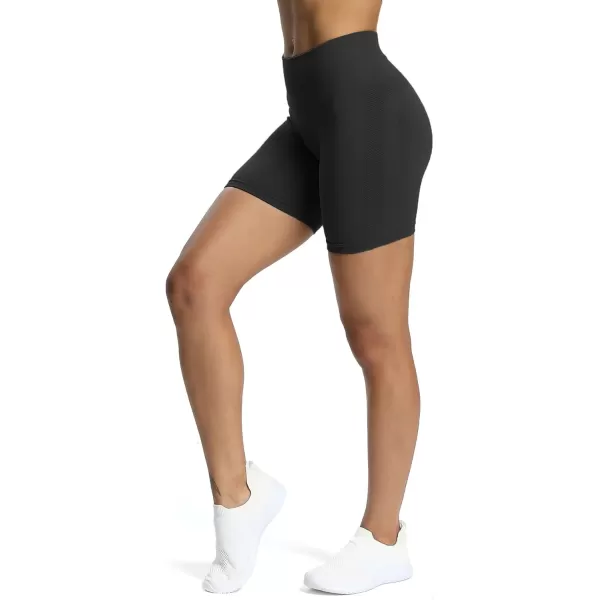 Aoxjox Workout Seamless Biker Shorts for Women High Waisted Exercise Athletic Gym Fitness Yoga Contour Sculpt Shorts 6quotBlack