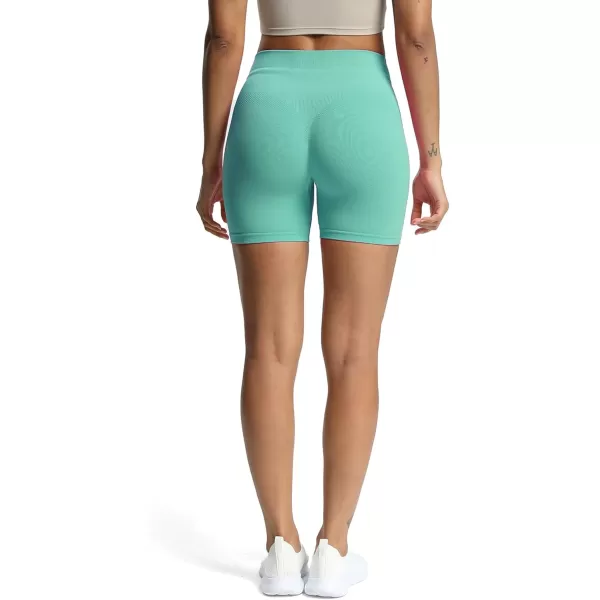 Aoxjox Workout Seamless Biker Shorts for Women High Waisted Exercise Athletic Gym Fitness Yoga Contour Sculpt Shorts 6quotBlue Turquoise