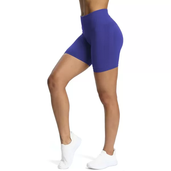 Aoxjox Workout Seamless Biker Shorts for Women High Waisted Exercise Athletic Gym Fitness Yoga Contour Sculpt Shorts 6quotBluing