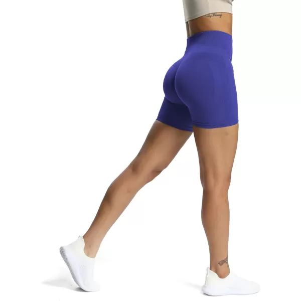 Aoxjox Workout Seamless Biker Shorts for Women High Waisted Exercise Athletic Gym Fitness Yoga Contour Sculpt Shorts 6quotBluing