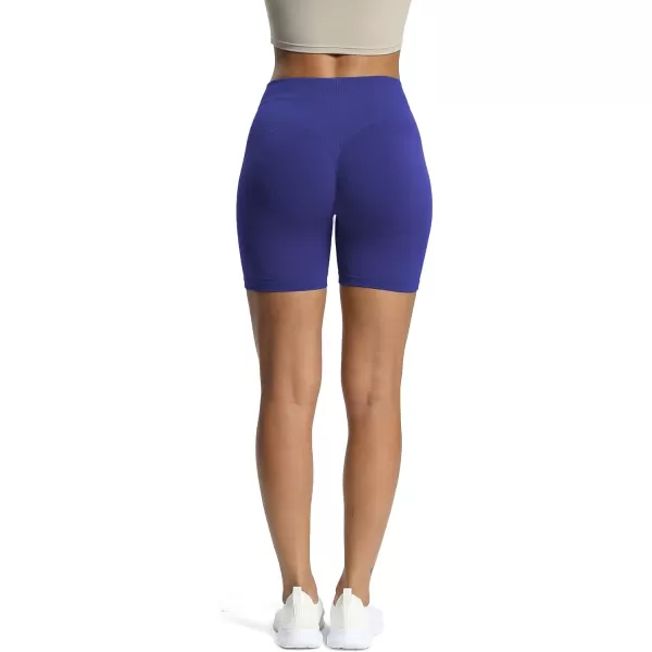 Aoxjox Workout Seamless Biker Shorts for Women High Waisted Exercise Athletic Gym Fitness Yoga Contour Sculpt Shorts 6quotBluing