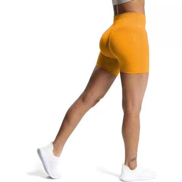 Aoxjox Workout Seamless Biker Shorts for Women High Waisted Exercise Athletic Gym Fitness Yoga Contour Sculpt Shorts 6quotCadmium Yellow