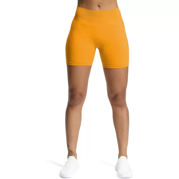 Aoxjox Workout Seamless Biker Shorts for Women High Waisted Exercise Athletic Gym Fitness Yoga Contour Sculpt Shorts 6quotCadmium Yellow