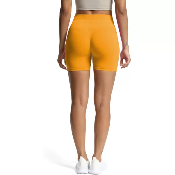 Aoxjox Workout Seamless Biker Shorts for Women High Waisted Exercise Athletic Gym Fitness Yoga Contour Sculpt Shorts 6quotCadmium Yellow
