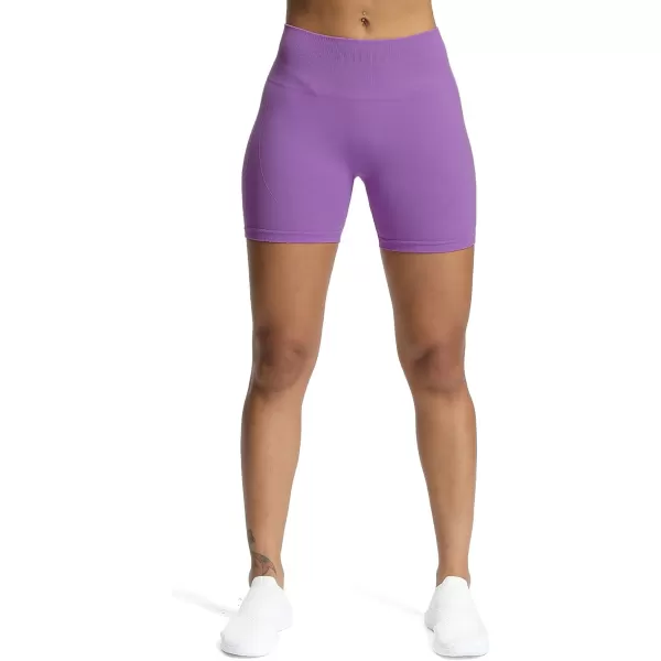 Aoxjox Workout Seamless Biker Shorts for Women High Waisted Exercise Athletic Gym Fitness Yoga Contour Sculpt Shorts 6quotChive Blossom