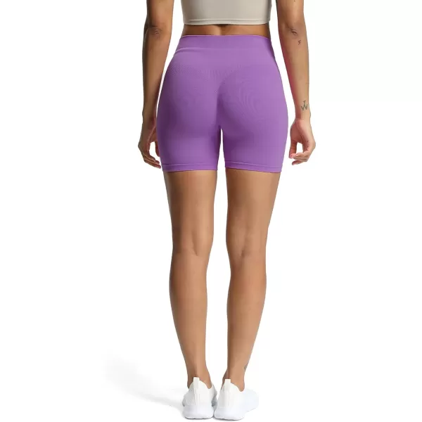 Aoxjox Workout Seamless Biker Shorts for Women High Waisted Exercise Athletic Gym Fitness Yoga Contour Sculpt Shorts 6quotChive Blossom