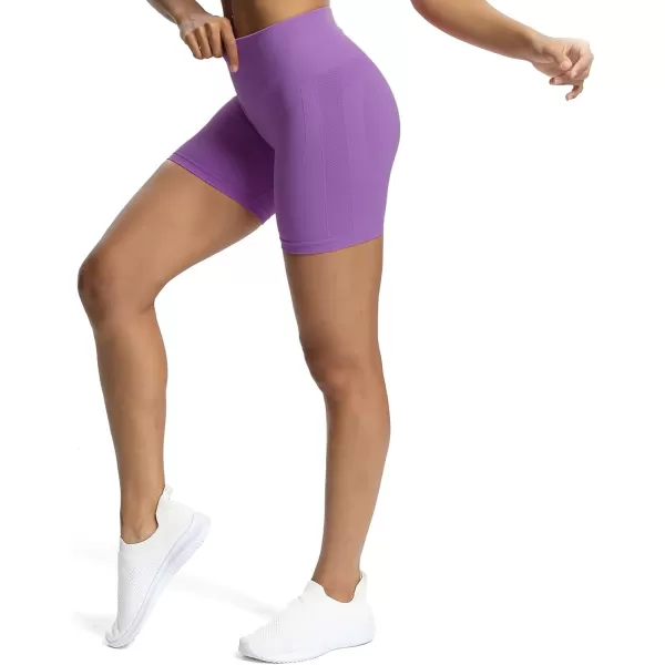 Aoxjox Workout Seamless Biker Shorts for Women High Waisted Exercise Athletic Gym Fitness Yoga Contour Sculpt Shorts 6quotChive Blossom