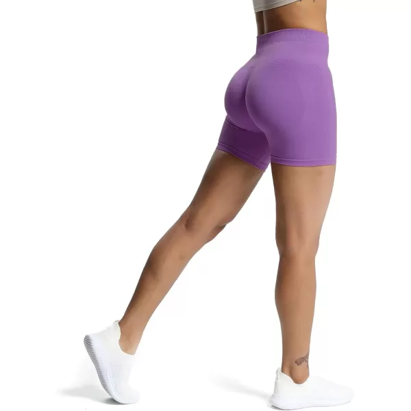 Aoxjox Workout Seamless Biker Shorts for Women High Waisted Exercise Athletic Gym Fitness Yoga Contour Sculpt Shorts 6quotChive Blossom