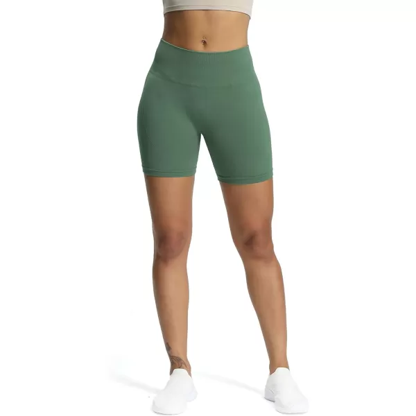 Aoxjox Workout Seamless Biker Shorts for Women High Waisted Exercise Athletic Gym Fitness Yoga Contour Sculpt Shorts 6quotDark Forest