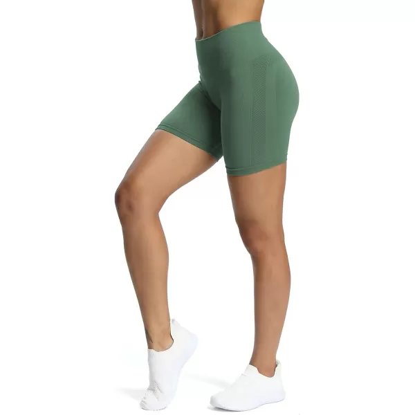 Aoxjox Workout Seamless Biker Shorts for Women High Waisted Exercise Athletic Gym Fitness Yoga Contour Sculpt Shorts 6quotDark Forest