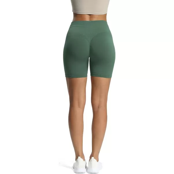 Aoxjox Workout Seamless Biker Shorts for Women High Waisted Exercise Athletic Gym Fitness Yoga Contour Sculpt Shorts 6quotDark Forest