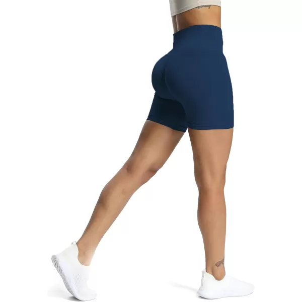 Aoxjox Workout Seamless Biker Shorts for Women High Waisted Exercise Athletic Gym Fitness Yoga Contour Sculpt Shorts 6quotEstate Blue