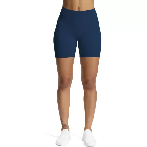 Aoxjox Workout Seamless Biker Shorts for Women High Waisted Exercise Athletic Gym Fitness Yoga Contour Sculpt Shorts 6quotEstate Blue