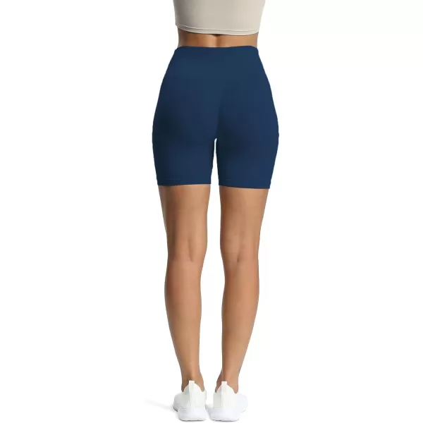Aoxjox Workout Seamless Biker Shorts for Women High Waisted Exercise Athletic Gym Fitness Yoga Contour Sculpt Shorts 6quotEstate Blue