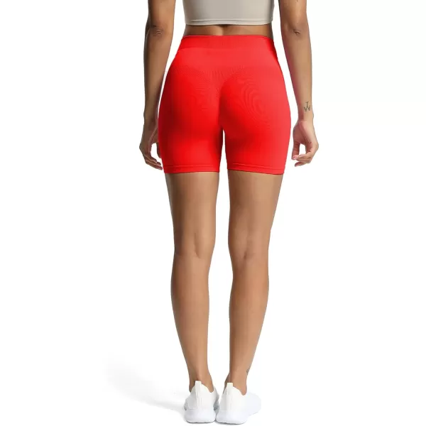 Aoxjox Workout Seamless Biker Shorts for Women High Waisted Exercise Athletic Gym Fitness Yoga Contour Sculpt Shorts 6quotFiery Red