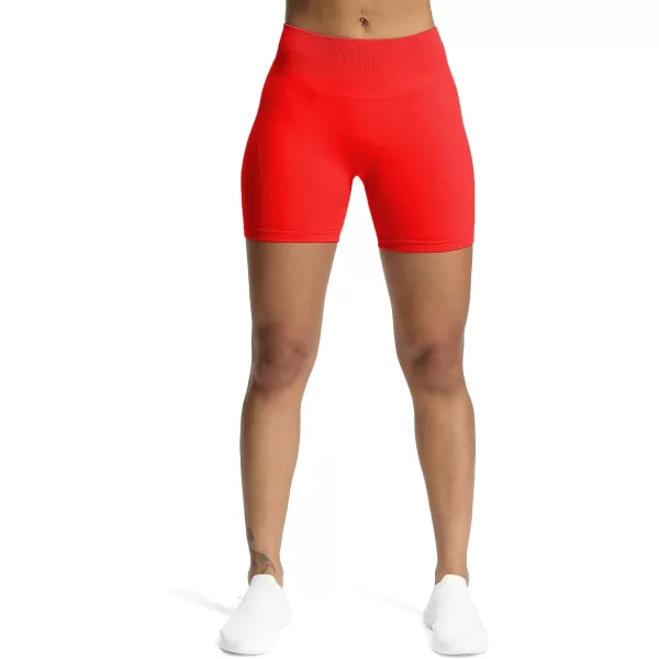 Aoxjox Workout Seamless Biker Shorts for Women High Waisted Exercise Athletic Gym Fitness Yoga Contour Sculpt Shorts 6quotFiery Red