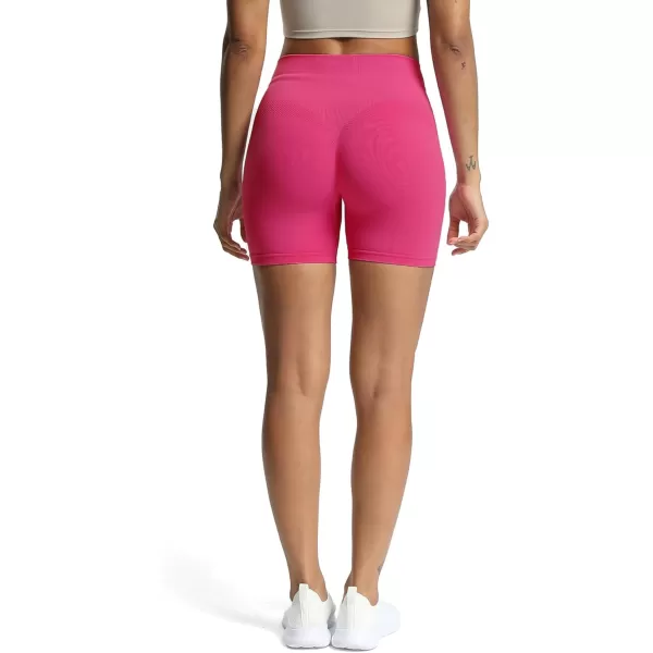 Aoxjox Workout Seamless Biker Shorts for Women High Waisted Exercise Athletic Gym Fitness Yoga Contour Sculpt Shorts 6quotMagenta