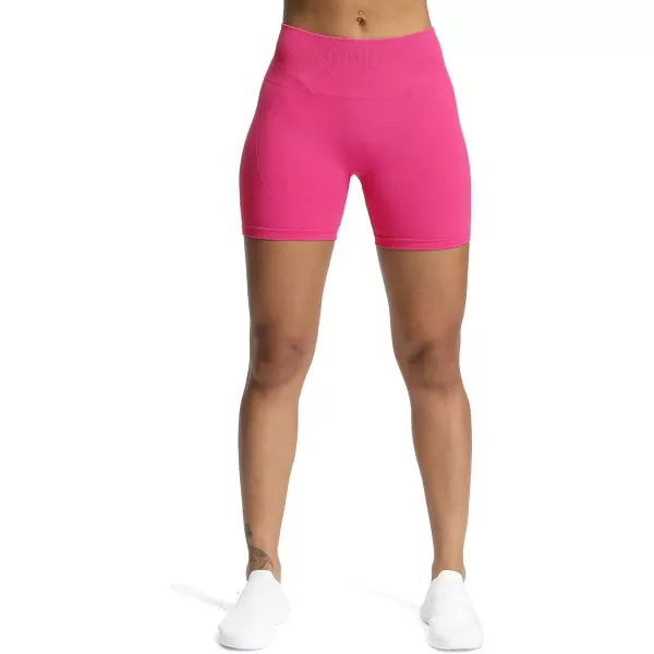 Aoxjox Workout Seamless Biker Shorts for Women High Waisted Exercise Athletic Gym Fitness Yoga Contour Sculpt Shorts 6quotMagenta