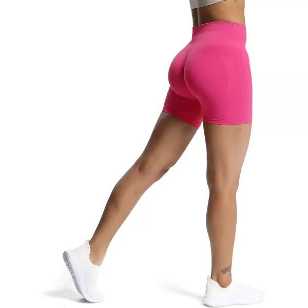 Aoxjox Workout Seamless Biker Shorts for Women High Waisted Exercise Athletic Gym Fitness Yoga Contour Sculpt Shorts 6quotMagenta