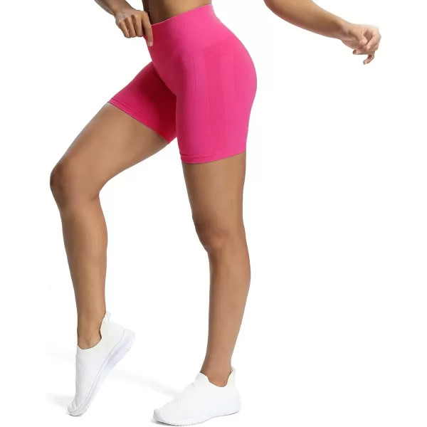 Aoxjox Workout Seamless Biker Shorts for Women High Waisted Exercise Athletic Gym Fitness Yoga Contour Sculpt Shorts 6quotMagenta