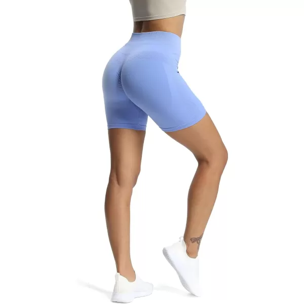 Aoxjox Workout Seamless Biker Shorts for Women High Waisted Exercise Athletic Gym Fitness Yoga Contour Sculpt Shorts 6quotPersian Blue