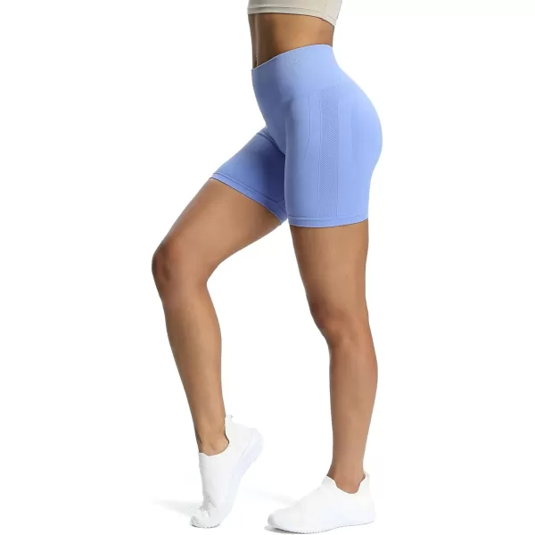 Aoxjox Workout Seamless Biker Shorts for Women High Waisted Exercise Athletic Gym Fitness Yoga Contour Sculpt Shorts 6quotPersian Blue
