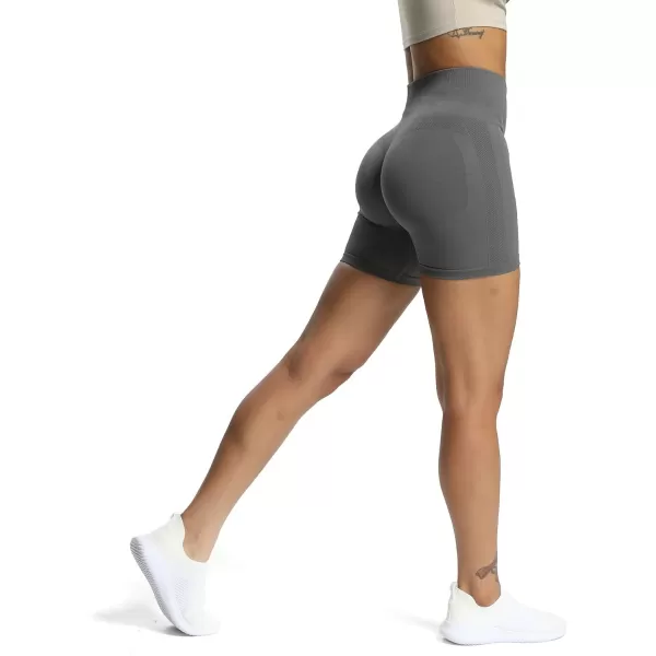 Aoxjox Workout Seamless Biker Shorts for Women High Waisted Exercise Athletic Gym Fitness Yoga Contour Sculpt Shorts 6quotShadow Grey