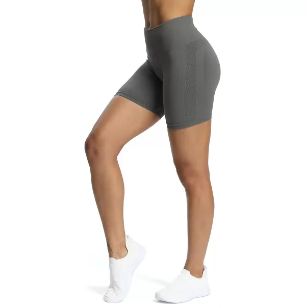 Aoxjox Workout Seamless Biker Shorts for Women High Waisted Exercise Athletic Gym Fitness Yoga Contour Sculpt Shorts 6quotShadow Grey