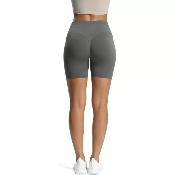 Aoxjox Workout Seamless Biker Shorts for Women High Waisted Exercise Athletic Gym Fitness Yoga Contour Sculpt Shorts 6quotShadow Grey