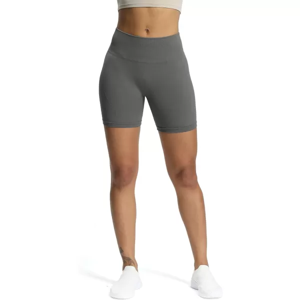 Aoxjox Workout Seamless Biker Shorts for Women High Waisted Exercise Athletic Gym Fitness Yoga Contour Sculpt Shorts 6quotShadow Grey