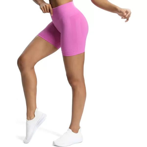 Aoxjox Workout Seamless Biker Shorts for Women High Waisted Exercise Athletic Gym Fitness Yoga Contour Sculpt Shorts 6quotSpring Crocus