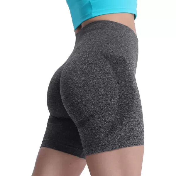 Aoxjox Contour Seamless Shorts for Women High Waist Workout Shorts Gym Biker Shorts Booty Running Yoga Shorts 5quotA Black Speckled Marl