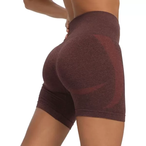 Aoxjox Contour Seamless Shorts for Women High Waist Workout Shorts Gym Biker Shorts Booty Running Yoga Shorts 5quotA Cherry Brown Marl