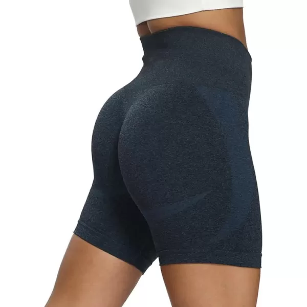 Aoxjox Contour Seamless Shorts for Women High Waist Workout Shorts Gym Biker Shorts Booty Running Yoga Shorts 5quotA Navy Marl
